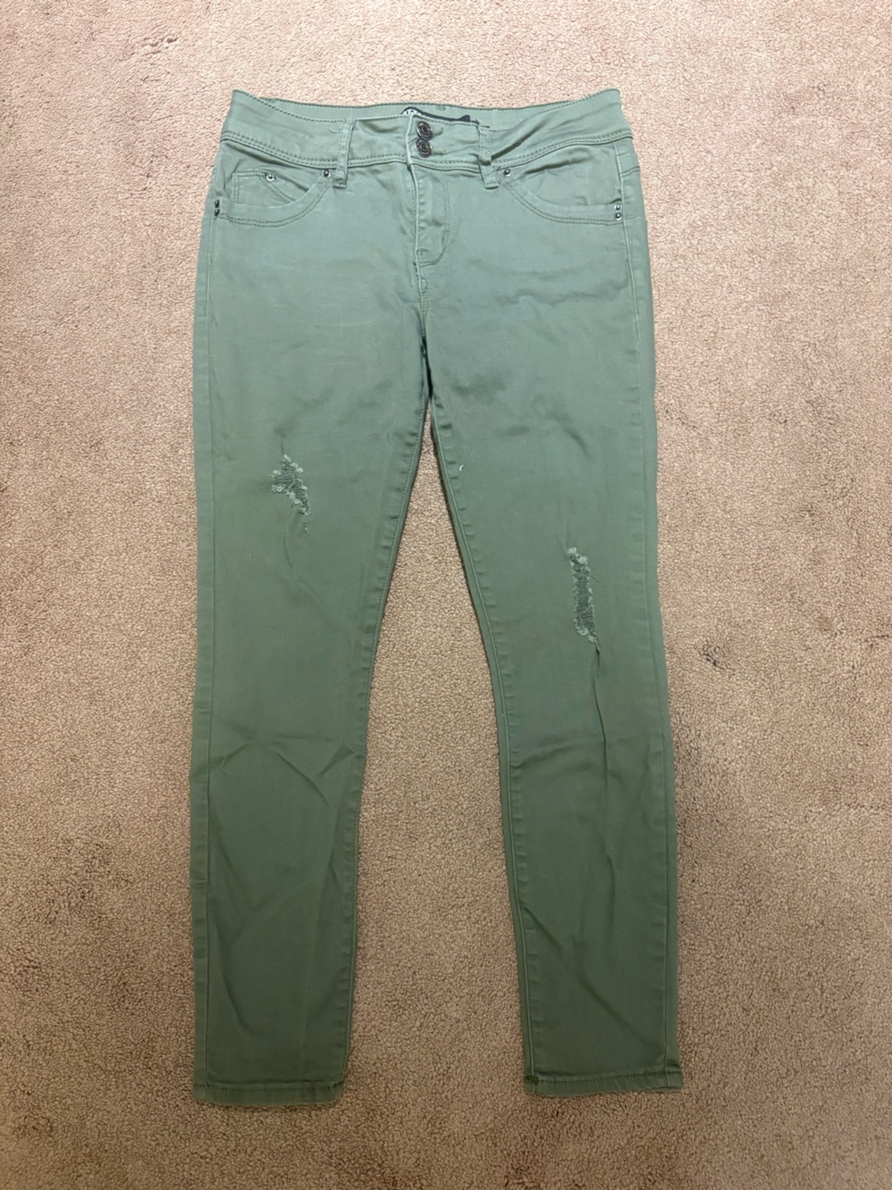 Bottoms up Olive Green Distressed Skinny Jeans size 4